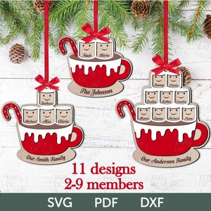 Arquivo de corte a laser SVG de enfeite de Natal de família, arquivo de corte a laser de Marshmallow SVG, enfeite de Natal svg, arquivo de corte a laser de Marshmallows de família