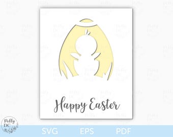 Easter Card SVG, Happy Easter Card Cut file, Easter Paper Card template, Easter Cricut file, Easter Egg Card SVG