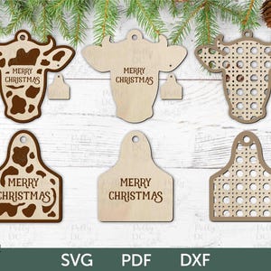 Farmhouse Ornament SVG, Farmhouse Cow Tag laser cut file, Farmhouse Decor SVG
