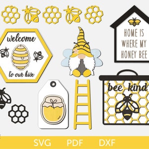 Honey Bee tiered tray decor svg, Honey Bee tier tray decor, Bee tiered tray svg, Honey tiered tray decor, Honey Bee laser cut file
