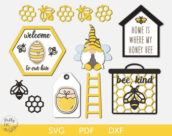 Honey Bee tiered tray decor svg, Honey Bee tier tray decor, Bee tiered tray svg, Honey tiered tray decor, Honey Bee laser cut file