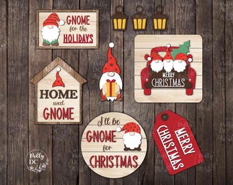 Kerstkabouter gelaagde lade decor SVG, kerst gelaagde lade borden SVG, kabouter mini borden lasergesneden bestand