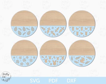 Spring Door Hanger Bundle Template SVG, Easter Door Round Sign laser cut file, Glowforge cut file, Cricut SVG