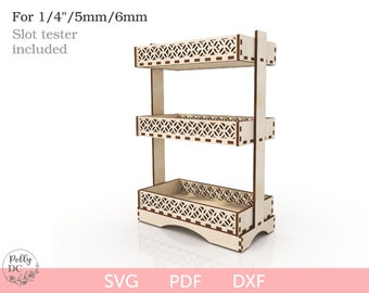 3 tiered shelf SVG cut file, Three tiered shelf svg laser pattern, Farmhouse shelf pattern, DIY 3 tiered shelf, Glowforge Cricut CNC file