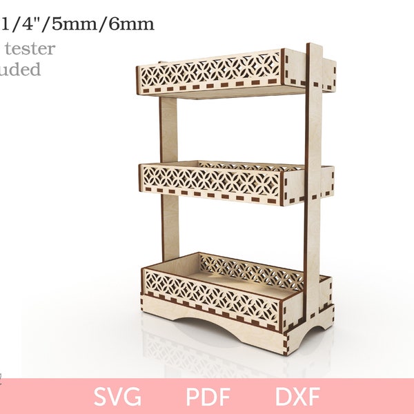 3 tiered shelf SVG cut file, Three tiered shelf svg laser pattern, Farmhouse shelf pattern, DIY 3 tiered shelf, Glowforge Cricut CNC file
