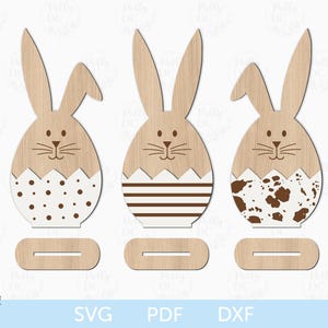 Osterhase Shelf Sitter SVG, Osterhase mit Stand SVG, Osterhase stehende Dekorschnittdatei, Osterdekor Laserdatei, Ostern Glowforge