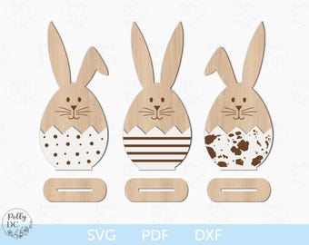 Easter Bunny Shelf Sitter SVG, Easter Bunny with stand SVG, Easter Bunny standing decor cut file, Easter Decor laser file, Easter Glowforge