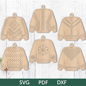 Hässlicher Pullover Kreuzstich Ornament SVG Laser geschnitten Datei, Hässlicher Weihnachtspullover svg, Kreuzstich Weihnachtspullover Laserdatei