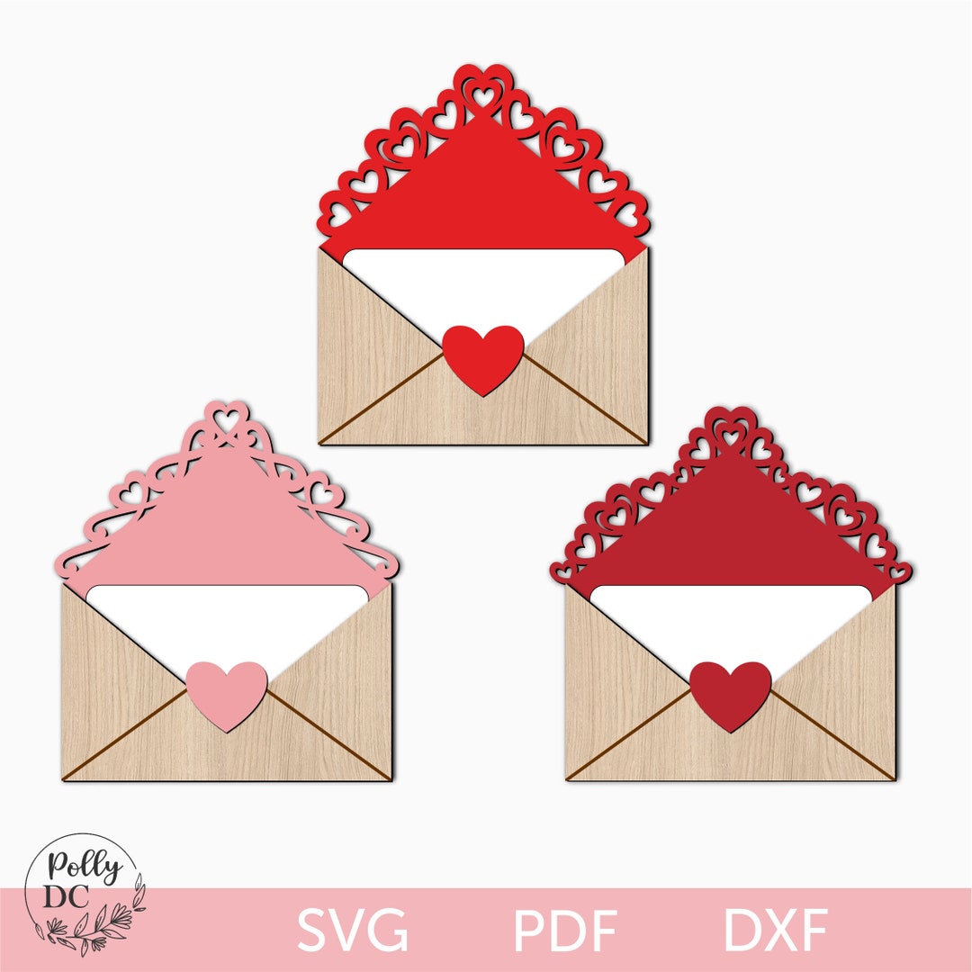 Gift Card Holder Envelope SVG Laser Cut File, Valentine's Day Gift Card
