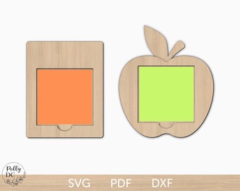 Teacher sticky note holder svg cut file, Teacher appreciation gift, Personalized teacher gift, Wood laser cut files, School desk decor svg