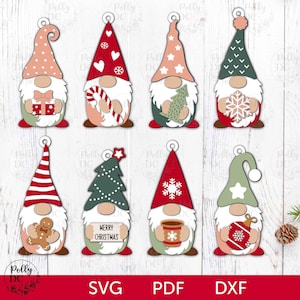 Christmas Gnome Ornament SVG Bundle, Christmas Gnome Hanging ornament SVG, Cricut Christmas Gnome, Glowforge Christmas Gnome