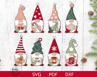 Christmas Gnome Ornament SVG Bundle, Christmas Gnome Hanging ornament SVG, Cricut Christmas Gnome, Glowforge Christmas Gnome