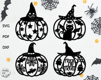 Halloween Pumpkin Bundle svg, Halloween decor laser cut file, Halloween file For Cricut, Glowforge svg