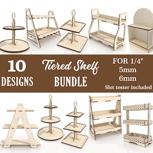 Tiered Tray SVG bundle, Tiered trays SVG cut file, Laser cut Tiered trays, Tiered tray shelves, Tiered trays CNC file, Tiered tray stand svg