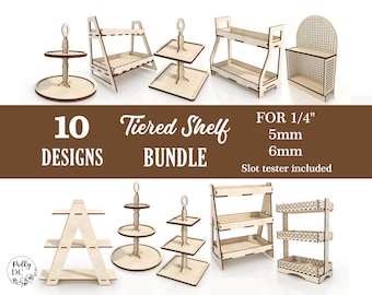 Tiered Tray SVG bundle, Tiered trays SVG cut file, Laser cut Tiered trays, Tiered tray shelves, Tiered trays CNC file, Tiered tray stand svg