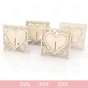 Moldura de foto de coração do dia dos namorados SVG, arquivo de corte a laser para moldura de foto do dia dos namorados