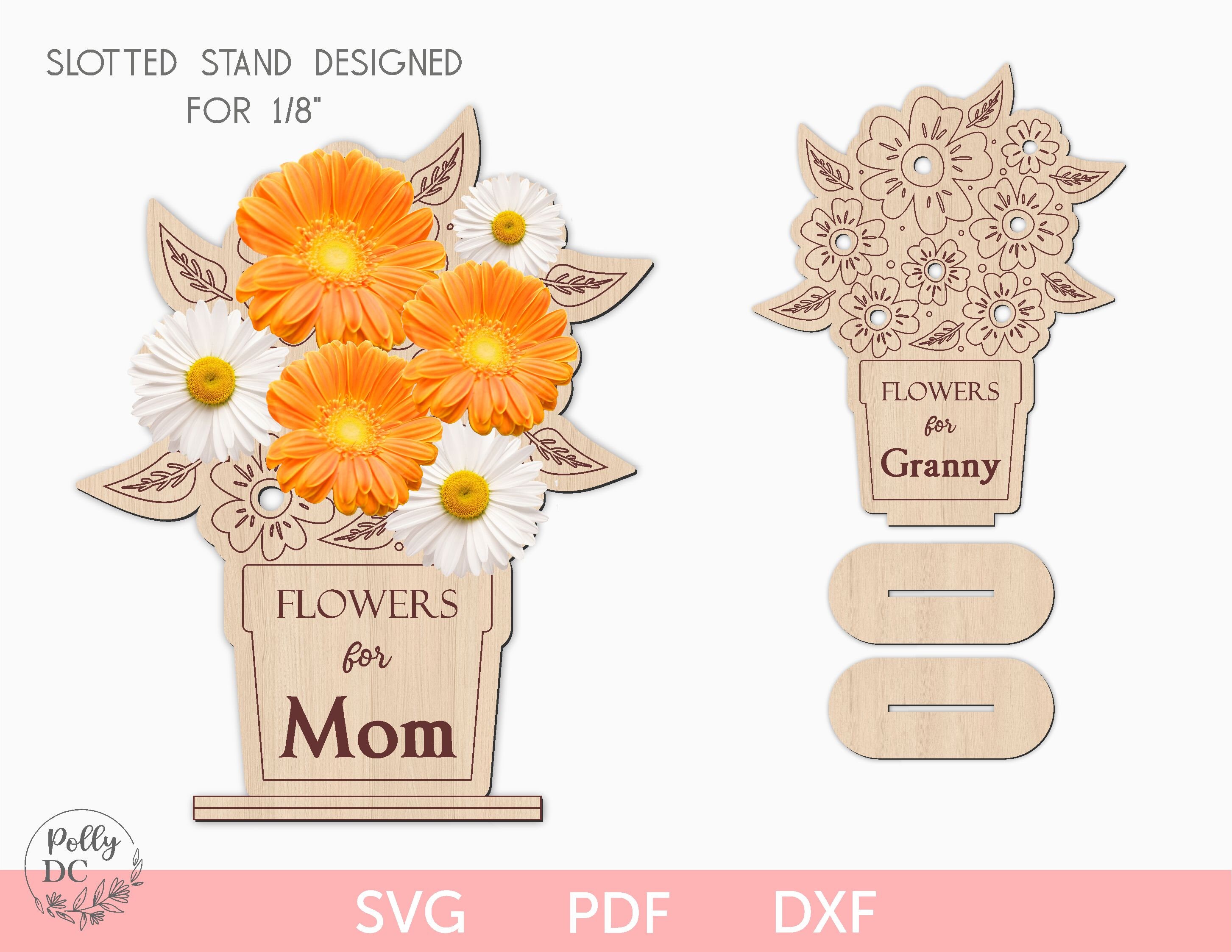 Flower Holder With Stand Svg Laser Cut File Interchangeable - Etsy
