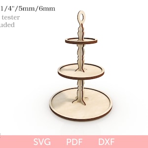 3 Tiered Tablett SVG Laserschnittdatei, Rundes 3 Tier Tablett SVG Laserschnittdatei, 3 Tiered Tablett für Dekor, Cupcake Stand SVG Laserschnittdatei, DIY CNC Datei