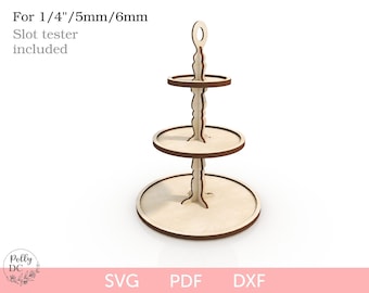 3 Tiered tray SVG laser cut file, Round 3 Tier tray svg laser file, 3 Tiered tray for decor, Cupcake stand svg laser file, DIY CNC file