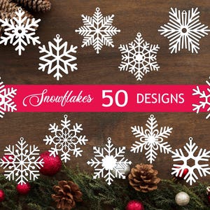 Snowflakes Christmas Ornaments bundle SVG cut file, Snowflakes ornaments laser file, Snowflakes svg, Christmas snowflakes paper cut file