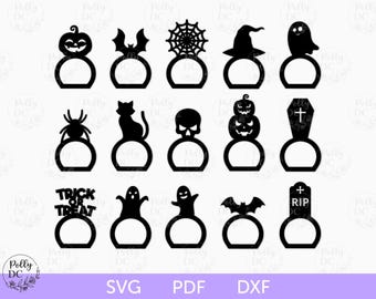 Portatovaglioli di Halloween in formato SVG, portatovaglioli di Halloween in formato SVG, decorazioni di Halloween, portatovaglioli a tema Halloween, file di taglio laser di decorazioni di Halloween