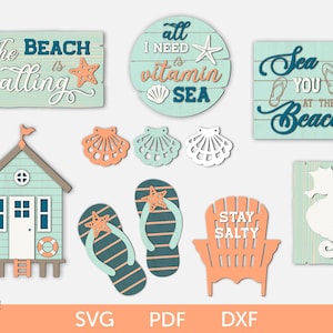 Beach tiered tray decor svg, Beach tier tray decor, Beach signs svg, Sea tier tray svg, Beach mini signs for tiered tray, Beach laser file