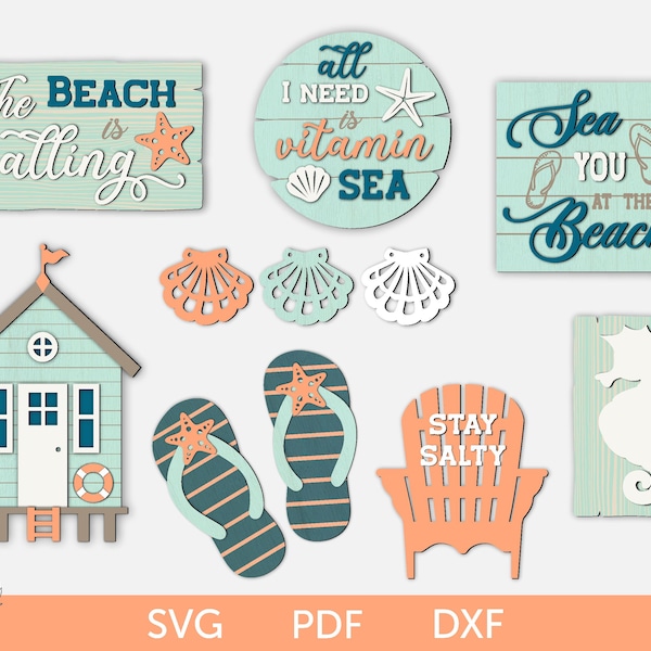 Beach tiered tray decor svg, Beach tier tray decor, Beach signs svg, Sea tier tray svg, Beach mini signs for tiered tray, Beach laser file