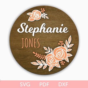 Roses Nursery sign svg, Baby name sign svg, Roses nursery name sign svg, Roses round sign svg, Flowers Nursery wooden laser cut sign