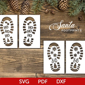 Arquivo de corte SVG da Pegada do Papai Noel, Botas do Papai Noel SVG, Arquivo de corte Stensil da Pegada do Papai Noel, Botas do Papai Noel de Natal Stensil SVG, Passos do Papai Noel svg