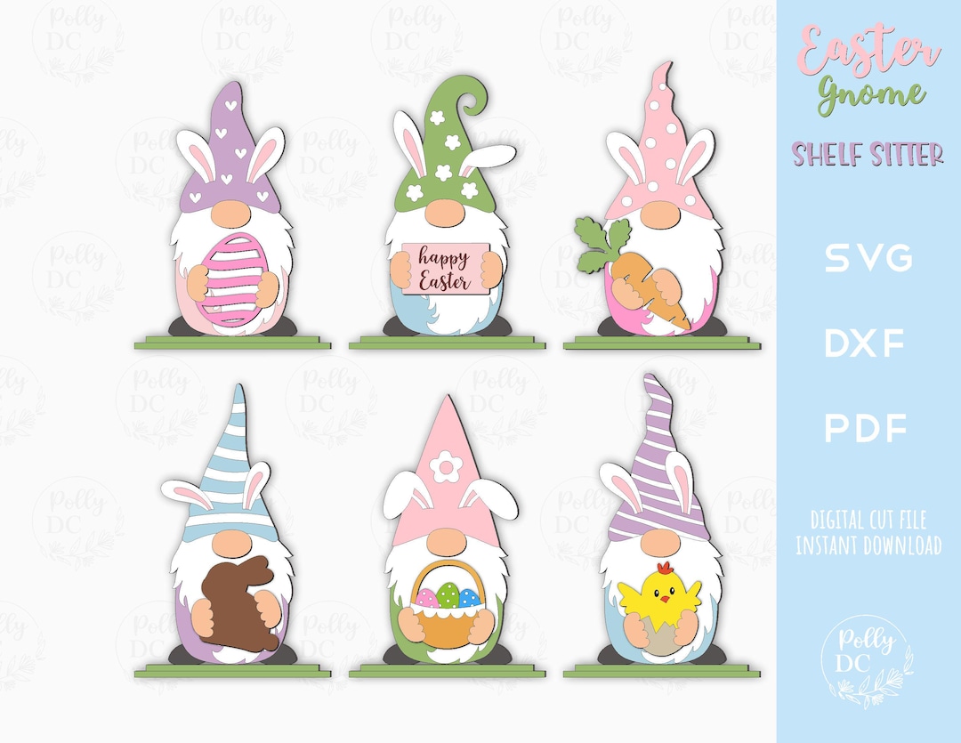 Easter Gnome Shelf Sitter Laser Cut File, Easter Gnome Standing Decor ...