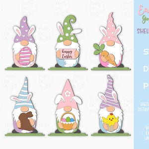 Easter Gnome Shelf Sitter Laser cut file, Easter Gnome Standing Decor SVG, Glowforge SVG