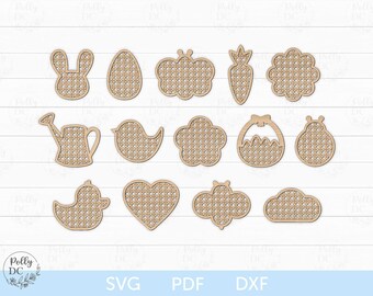 Easter Rattan Shapes SVG, Easter Tags laser cut file, Easter Glowforge SVG