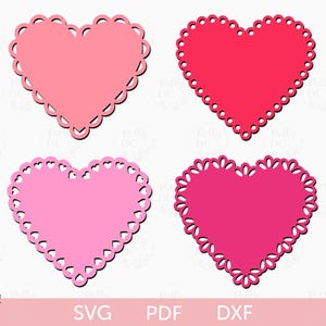 Saint Valentin coeur festonné Tag SVG, découpes déco coeur Saint Valentin, fête des mères coeur Tag SVG, coeur SVG, coeur Cricut Glowforge
