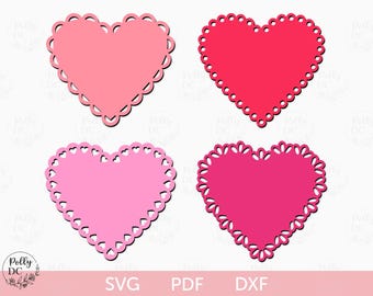 Valentines Day Scalloped Heart Tag SVG, Valentine's day Heart Decor Cutouts, Mothers Day Heart Tag SVG, Heart SVG, Glowforge Cricut Heart