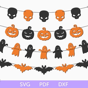 Halloween garland svg cut file, Halloween banner svg, Halloween party decor, Halloween home decor, Halloween decor laser cut file