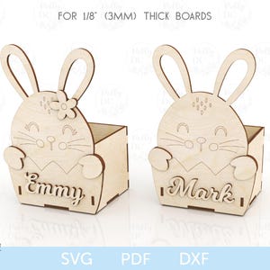 Caja de conejito de Pascua SVG, caja de golosinas de Pascua SVG, canasta de Pascua 3D svg, archivo de corte láser de caja de Pascua DIY, svg láser de Pascua, Glowforge de Pascua