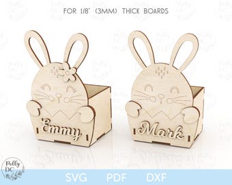 Easter Bunny Box SVG, Easter Treat Box SVG, 3D Easter Basket svg, DIY Easter Box laser cut file, Easter laser svg, Easter Glowforge