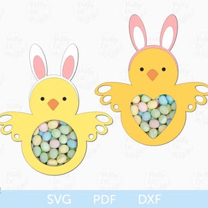 Chick Candy Dome Holder SVG, Easter Candy Dome Holder Papercut SVG, Cricut Silhouette template svg eps png dxf pdf
