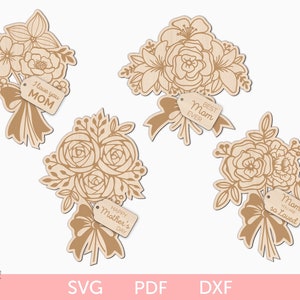 Muttertagsgeschenk Blumenstrauß DIY Laserdatei, Muttertag DIY Geschenk svg Laserdatei, Muttertag Blumen svg Laserdatei, Lasergravur Blumenstrauß