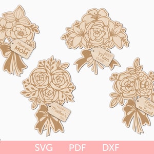 Muttertagsgeschenk Blumenstrauß DIY Laserdatei, Muttertag DIY Geschenk svg Laserdatei, Muttertag Blumen svg Laserdatei, Lasergravur Blumenstrauß Bild 1