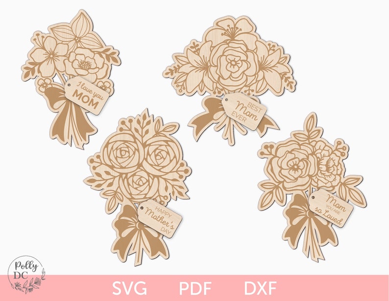 Muttertagsgeschenk Blumenstrauß DIY Laserdatei, Muttertag DIY Geschenk svg Laserdatei, Muttertag Blumen svg Laserdatei, Lasergravur Blumenstrauß Bild 1