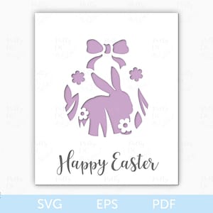 Cartão de Páscoa SVG, arquivo de corte de cartão de coelho de Páscoa, modelo de cartão de papel de Páscoa, arquivo Cricut de Páscoa, cartão de ovo de Páscoa SVG