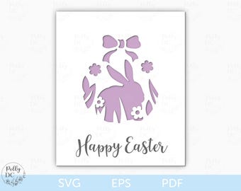 Easter Card SVG, Easter Bunny Card Cut file, Easter Paper Card template, Easter Cricut file, Easter Egg Card SVG