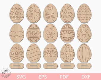 Easter eggs DIY paint kit svg, Easter eggs shelf sitter, Standing Easter eggs svg, Easter eggs laser file, Easter laser file, Glowforge svg