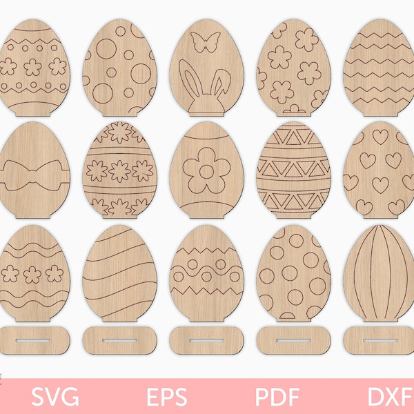 Easter eggs DIY paint kit svg, Easter eggs shelf sitter, Standing Easter eggs svg, Easter eggs laser file, Easter laser file, Glowforge svg