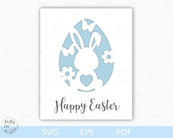 Easter Card SVG, Bunny Easter Card Cut file, Easter Paper Card template, Easter Cricut file, Easter Egg Card SVG