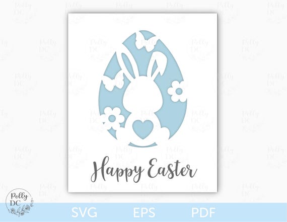 Easter Card SVG, Bunny Easter Card Cut file, Easter Paper Card template, Easter Cricut file, Easter Egg Card SVG