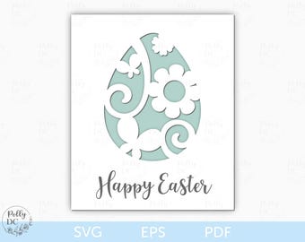 Easter Card SVG, Happy Easter Card Cut file, Easter Paper Card template, Easter Cricut file, Easter Egg Card SVG