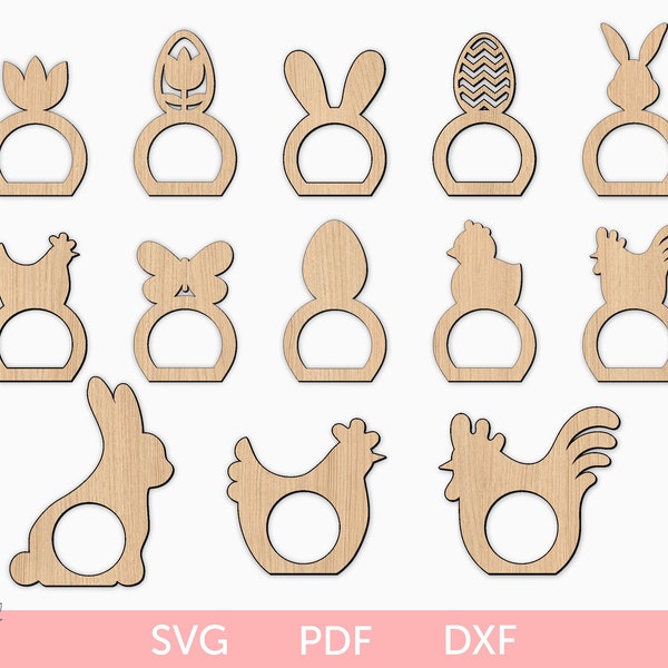 Easter napkin rings svg, Easter napkin holder svg, Easter home decor, Bunny napkin holder, Easter decor, Easter laser file, Easter glowforge