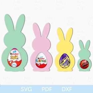 Porta caramelos de conejito SVG, Porta huevos de caramelo de conejito de Pascua SVG, Porta huevos de Papercut, Porta huevos de Pascua SVG, Cricut Silhouette